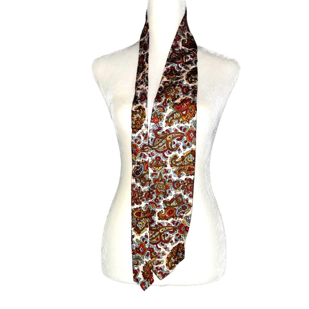 Raleigh Washington Liberty Fabric Paisley Silk Tie Men's Blue Orange